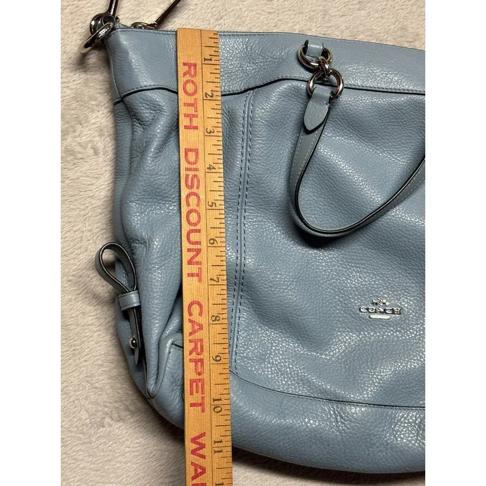COACH LENOX Pebble Leather BLUE Crossbody‎ Satchel Handbag Purse